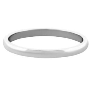 18k White Gold 2mm Dome Wedding Band Medium Weight
