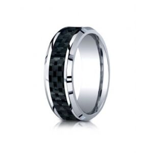 Cobaltchrome 8mm Comfort-Fit Carbon Fiber Inlay Design Ring