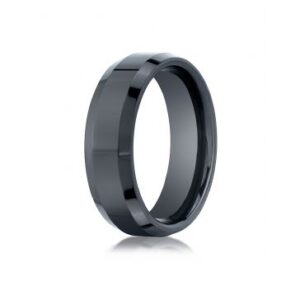 Ceramic 7mm Comfort-Fit High Polished Beveled Edge Design Ring