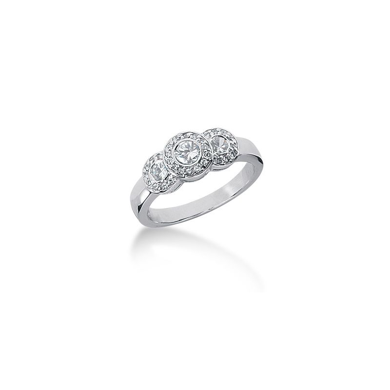 14K White Gold Round Brilliant Diamond Anniversary Ring (0.51ctw.)