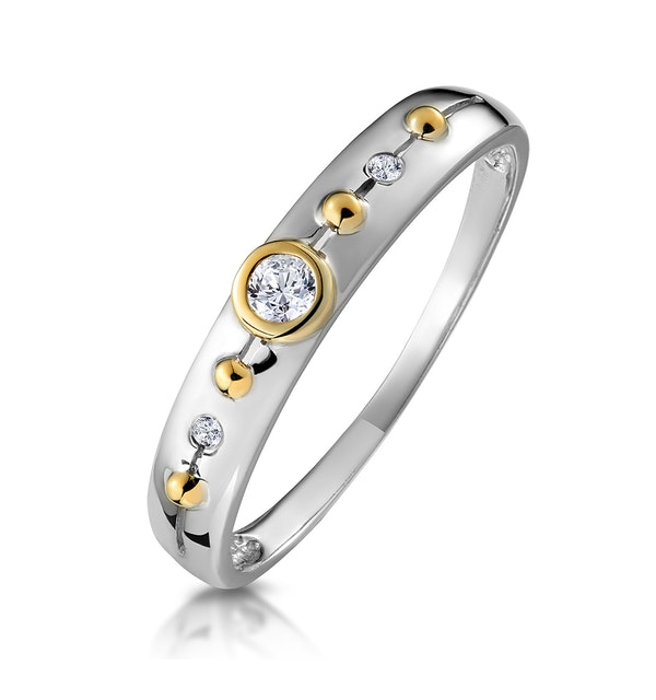 THREE STONE RUBOVER DIAMOND SET BAND IN 9K WHITE GOLD - SIZE V