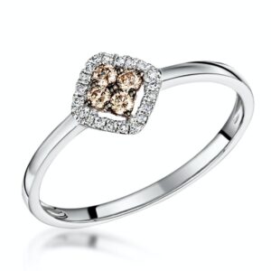 STELLATO CHAMPAGNE HALO DIAMOND RING 0.15CT IN 9K WHITE GOLD
