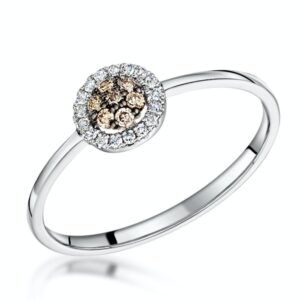 STELLATO CHAMPAGNE DIAMOND HALO RING 0.16CT IN 9K WHITE GOLD
