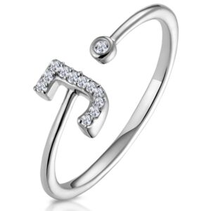 LAB DIAMOND INITIAL 'J' RING 0.07CT SET IN 925 SILVER