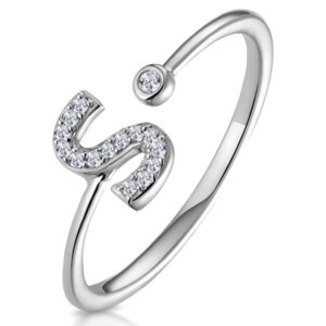 LAB DIAMOND INITIAL 'S' RING 0.07CT SET IN 925 SILVER