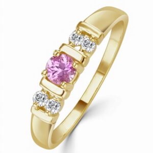 PINK SAPPHIRE AND DIAMOND RING 9K YELLOW GOLD