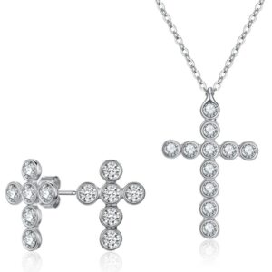 2pc Cross Earring & Pendant Necklace Set Embel