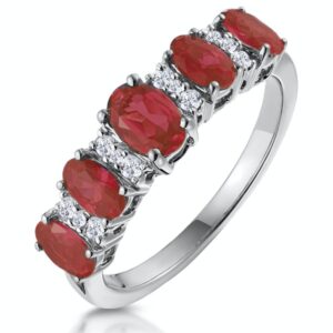 1.85CT RUBY AND LAB DIAMOND ETERNITY RING IN 9K WHITE GOLD - ASTERIA