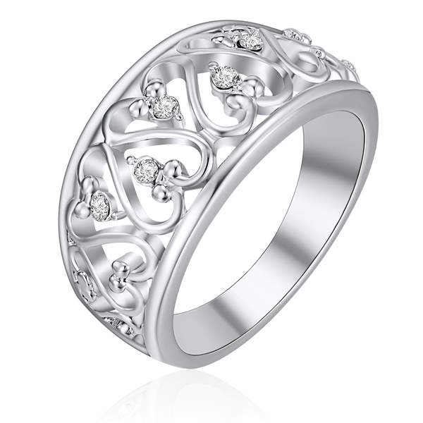 Heart Encrusted Ring Embellished with Crystals fro