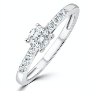 LAB DIAMOND SIDE STONE ENGAGEMENT RING 0.25CT H/SI IN 925 SILVER