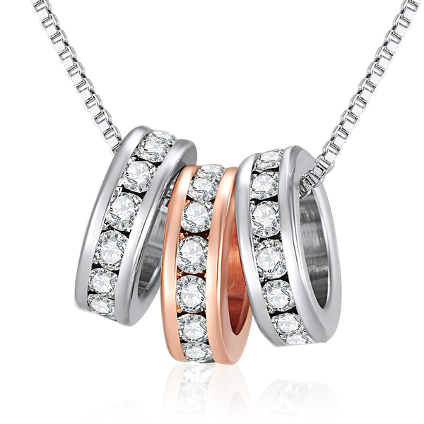 Infinite Love Triple Ring Pendant Necklace Embelli