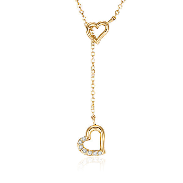 2 Hearts Pendant Set Embellished with Crystals fro