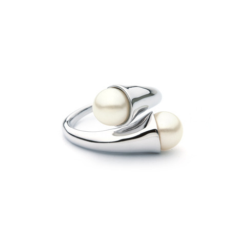 Crystal Pearl Over under Ring