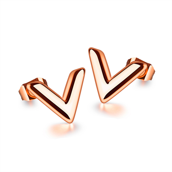 Stud Earrings V Shaped - Rose Gold