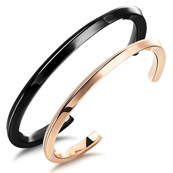 2pc Bangle Set - Rose Gold / Jet Black