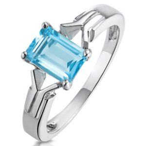 SKY BLUE TOPAZ 1.25CT 9K WHITE GOLD RING