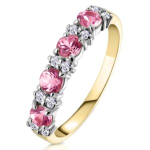 PINK SAPPHIRE AND 0.15CT DIAMOND RING 9K YELLOW GOLD