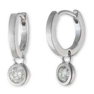 Silver Huggie Cubic Zirconia Drop Earring