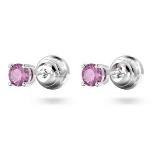 Stilla White Metal Purple Crystal Stud Earrings