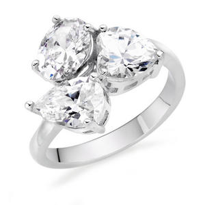 Silver Cubic Zirconia 3 Stone Ring