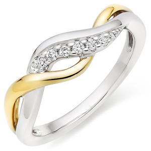 9ct White and Yellow Gold Diamond Ring