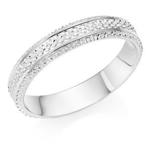 9ct White Gold Sparkle Cut Wedding Ring