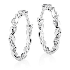 Entwine 9ct White Gold Diamond Hoop Earrings