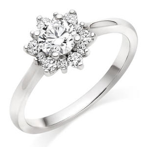 Delight Platinum Halo Diamond Ring