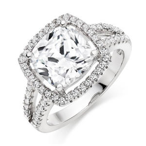 Silver Cubic Zirconia Cluster Ring