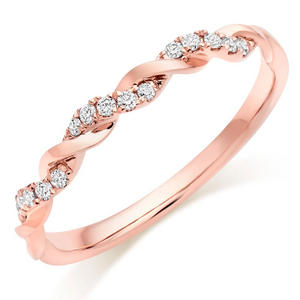 Entwine 18ct Rose Gold Diamond Twist Wedding Ring