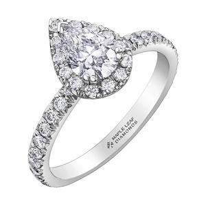 18ct White Gold Diamond Pear-Shaped Ring