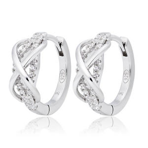 Silver Cubic Zirconia Infinity Hoop Earrings