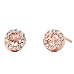 Custom Kors Logo 14ct Rose Gold Plated Silver Cubic Zirconia Stud Earrings
