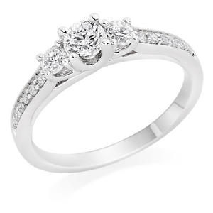 9ct White Gold Diamond Three Stone Ring