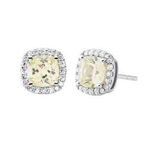 Brilliance Yellow Halo Stud Earrings