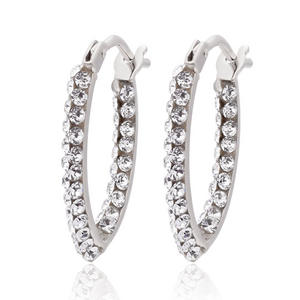 9ct White Gold Cubic Zirconia V Shaped Hoop Earrings