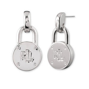 Silver Padlock Drop Earrings