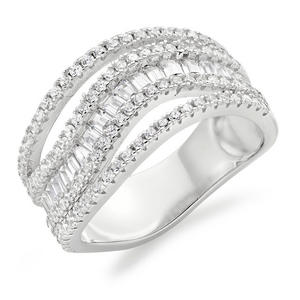 Silver Cubic Zirconia Wave Ring