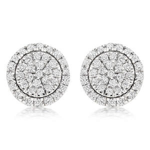 9ct White Gold Diamond Cluster Stud Earrings