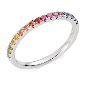 18ct White Gold Rainbow Sapphire Ring