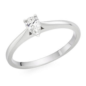 18ct White and Rose Gold Diamond Pear Shaped Solitaire Ring