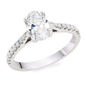 Once Platinum Oval Cut Diamond Solitaire Ring