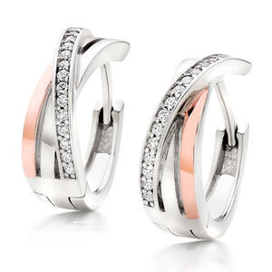 Silver and Rose Gold Plated Crossover Earrings