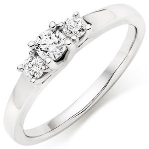 9ct White Gold Diamond Three Stone Ring