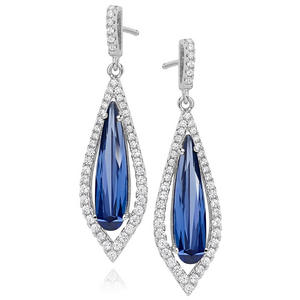Silver Cubic Zirconia Halo Drop Earrings