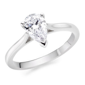 Once Platinum Diamond Pear Cut Solitaire Ring
