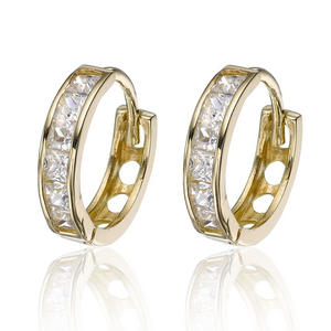 9ct Gold Cubic Zirconia Hoop Earrings