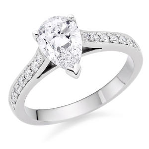 Once Platinum Diamond Pear Shaped Solitaire Ring