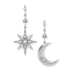 Royalty Silver Star and Moon Drop Earrings