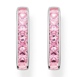 Pink Cubic Zirconia Hoop Earrings